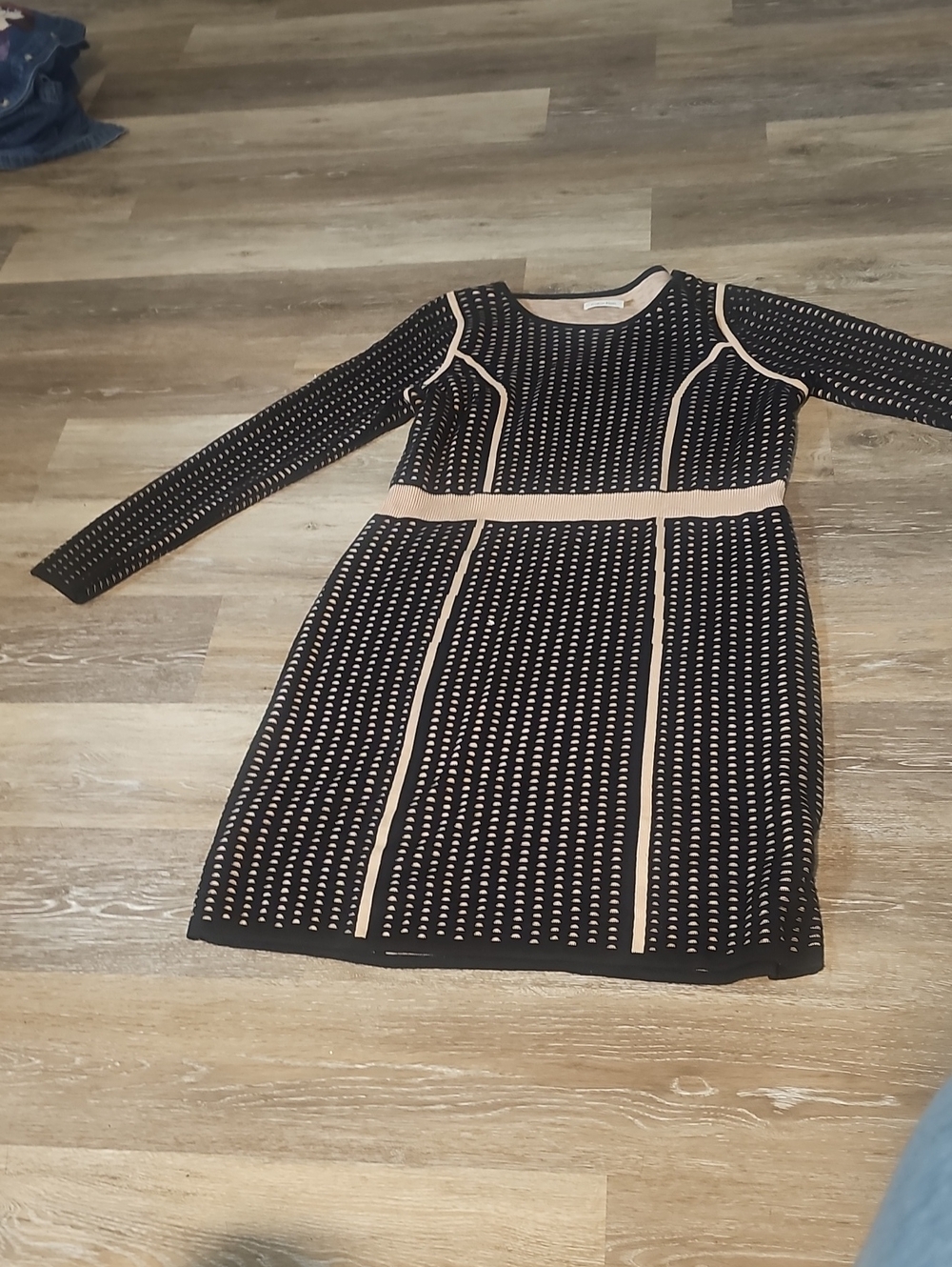 Calvin Klein Black Dress with Beige Contrast Trim